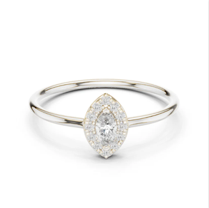 Bague en diamant marquise en or blanc de qualité supérieure avec détail de halo étincelant idéal pour les fiançailles et les cadeaux spéciaux de l'Inde - Product Image 1