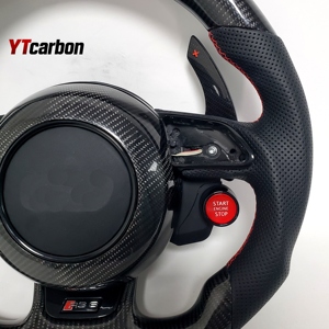 YTcarbon pour <span class=keywords><strong>S1</strong></span> S3 S4 S5 S6 S7 S8 SQ3 SQ5 SQ7 TTS <span class=keywords><strong>accessoires</strong></span> intérieurs de voiture Style de course personnalisé volant en Fiber de carbone véritable - Product Image 5
