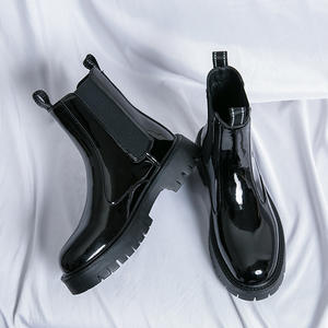 Bottes à lacets en cuir verni vert pour homme WITHCOCO, fermeture à enfiler, semelle intermédiaire en EVA, semelle extérieure en caoutchouc, confort hiver/été, résistant aux taches - Product Image 2