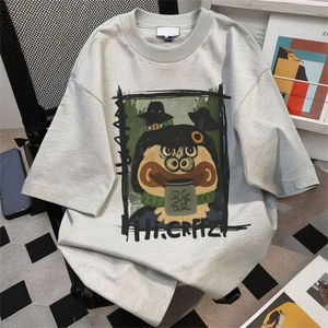 เสื้อยืดพิมพ์ลาย Guangzhou Fa Lucky Creative สำหรับฤดูร้อน ผ้าคอตตอน 100% เนื้อหนา ทรงโอเวอร์ไซส์ สวมใส่สบาย เหมาะสำหรับทุกเพศทุกวัน - Product Image 5