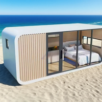 Capsule de vie préfabriquée contemporaine de luxe en acier, étanche, avec électricité et décorative, pour salon, de type 'Tiny House', fabriquée en Chine