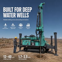 Foreuse hydraulique sur chenilles pneumatique pour puits d'eau, avec compresseur d'air et tiges de forage, pour projets de forage profond dans roches dures