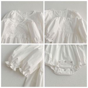 Conjunto de otoño Bebé Diseño simple Mono <span class=keywords><strong>Pijamas</strong></span> Encaje blanco Princesa Vestido de fiesta para niños Niña - Product Image 2