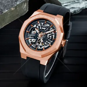 Top Chinese Brand Movement Stainless Steel Waterproof Transparent Luxury Wrist Skeleton Automatic Mechanical Men Watch