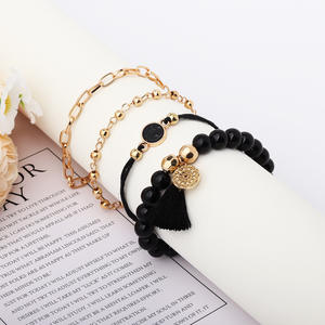 Beaded <b>Bracelets</b> <b>Set</b> Gold Plated Tassel Bohemia Style Women's Fashion Gift 2024 - Product Image 1
