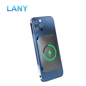 Lany - Banco de potência magnético sem fio ultrafino, carregador rápido de 15W, banco de potência portátil 5000mah