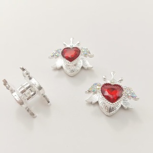 Heart-shaped Wings Alloy Pendant With Rhinestones For DIY Jewelry <b>Necklace</b> Earrings Bracelet <b>Small</b> Size Spring 2025 - Product Image 4