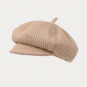 Nouvelle collection Automne-Hiver 2024 : Béret Newsboy 8 Panneaux Couleur Unie – Chapeau Tricoté Tendance pour Filles et Femmes - Product Image 2