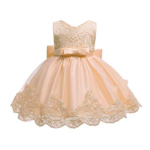 Robe longue pour fille Maxfree de haute qualité, avec nœud et dentelle, robe de soirée, robe d'anniversaire, robe de mariage pour enfants - Product Image 3