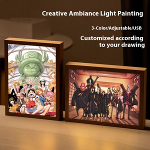 Sáng khung ảnh 3D phim hoạt hình ánh sáng ban đêm LED sơn thiết kế gỗ khung ảnh đèn phòng ngủ trang trí nội thất khung ảnh với ánh sáng LED - Product Image 2
