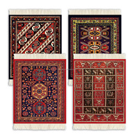 4 pièces Vintage Mini tapis tapis de souris et sous-verres orientaux drôle tapis de souris Floral persan tapis Style tapis de bureau sous-verres