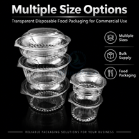 Bol à salade jetable, structure en clamshell monobloc, plastique transparent, pour les restaurants, les plats à emporter, les fournisseurs