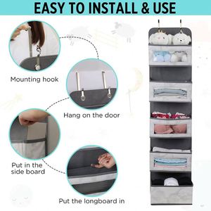 Organizador de Almacenamiento Plegable para Puerta con 5 Bolsillos Grandes, Diseño de Mármol, para Despensa, Guardería, Baño, Armario, Dormitorio - Product Image 4