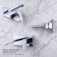 Robinet de salle de bain mural en laiton massif, mitigeur de lavabo encastré à 2 trous, robinet de lavabo à poignée unique, vente en gros