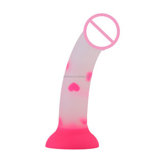 Fabrik Direkt verkauf Glow in the Dark Liebes herzen Weicher Silikon dildo Buntes Sexspielzeug für Frauen Spielzeug für Erwachsene - Product Image 1