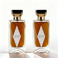Flacon de parfum rectangulaire en verre de luxe sur mesure, nouveau design, unique, 100 ml, vente en gros avec bouchon