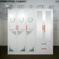 Armoire métallique simple, penderie en acier avec cintres amovibles, motif imprimé, pour chambre à coucher