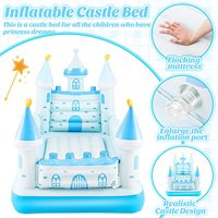 Lit gonflable pour enfants en PVC en forme de château bleu, 74x40x16 pouces, pour le camping, la maison, l'hôtel
