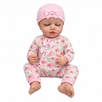 Boneka Bayi Reborn Vinyl MSYO 45cm Interaktif, Bisa Menangis, Tersenyum, Tidur, Suara Realistis, Jumpsuit Biru Bermotif Bunga, Topi, Pita untuk Anak-anak