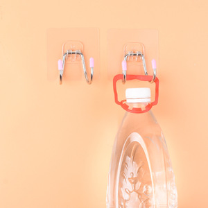 Crochets muraux doubles en acier inoxydable pour cuisine, lot de 2, sans perçage, porte-manteau robuste - Product Image 1