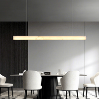 Lustre design pour table à manger, restaurant, cuisine, bar, décoration minimaliste, luminaire suspendu en marbre, lustre linéaire en albâtre