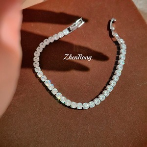 Sterling Silver 925 <b>Bracelet</b> For Women Elegant <b>Crystal</b> Beaded Bangle Wholesale Jewelry Supplier Ready To Ship Fine Jewelry - Product Image 1