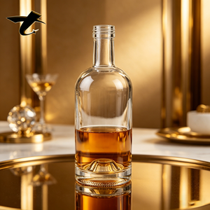 Bouteilles en verre transparent pour spiritueux 500ml 700ml 750ml, vin, rhum, whisky, avec sérigraphie et bouchon en liège pour la tequila - Product Image 1