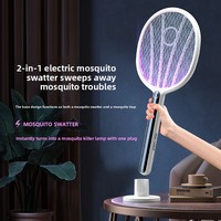 Raquette anti-moustiques électrique avec attraction automatique, batterie rechargeable, maille en ABS et aluminium durable, couverture domestique