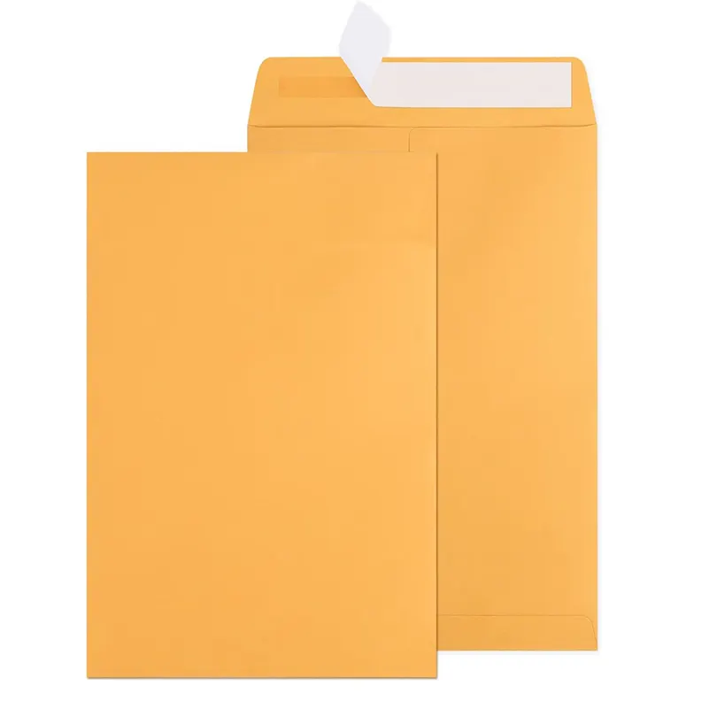 Reciclado logotipo personalizado impressão marrom branco Kraft papel auto-adesivo A4 Envelopes personalizado cor cartões embalagem