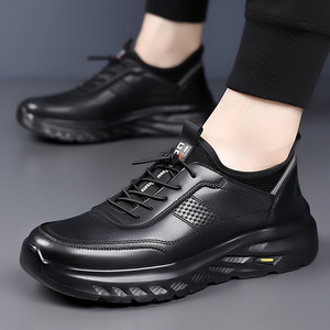 Nouvelles <span class=keywords><strong>chaussures</strong></span> de sport tendance en cuir de vache respirant pour hommes, antidérapantes, à semelle épaisse, décontractées, pour la course à pied et les voyages - Product Image 4