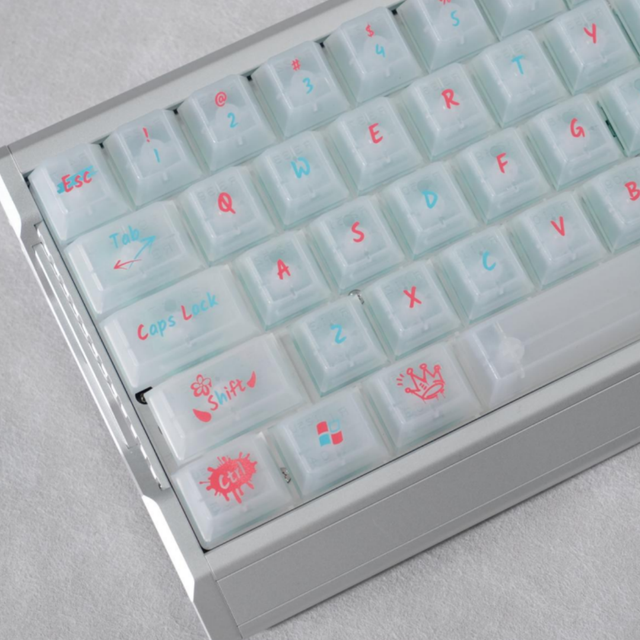 Wholesale Custom 60% Mechanical Keyboard PBT Doubleshot Keycaps Transparent Graffiti Switches Gaming 60% Keyboard Keycaps