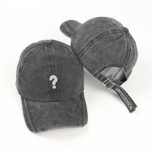 Gorra de Béisbol Vintage con Signo de Interrogación, de Mezclilla Lavada, Unisex, Corona Suave, Ajustable, Estilo Urbano - Product Image 1