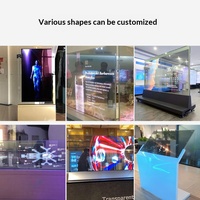 Écran OLED transparent de 55 pouces sur pied blanc, pas de pixel de 0,88 mm, machine publicitaire de bureau pour hall d'exposition commercial