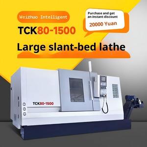 Torno Bibo WEIZHUO TCK600S Fanuc de servicio medio, tipo placa de riel inclinado doble, pequeño, totalmente automático, de 3 ejes, con bancada inclinada para torneado y fresado. - Product Image 4