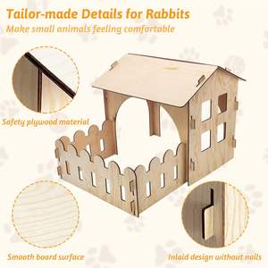 Château <span class=keywords><strong>de</strong></span> lapin en bois cachette avec clôture petit Animal jeu <span class=keywords><strong>maison</strong></span> cachette avec fenêtre amovible lapin <span class=keywords><strong>lit</strong></span> cabine lapin château - Product Image 2