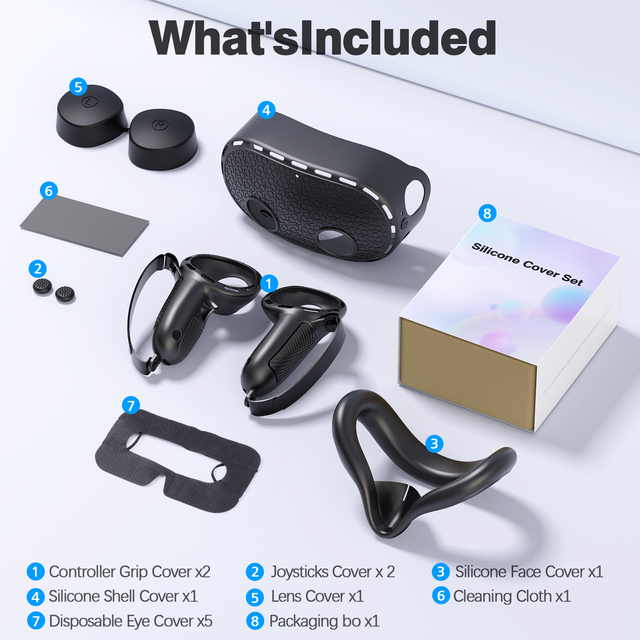 7-in-1 Virtual Reality Headset Silicone Protective Case Set Wireless Communication Game Accessories for Meta Quest 3s