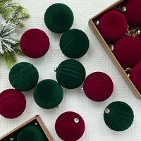 Großhandel Weihnachtsdekorationen Festliche Luxuriöse Farbige Samtbälle Personalisierte Baumhänger Dekorative Weihnachts-Plastikkugeln