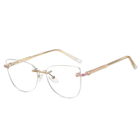 MS 82210 2025 Nuevas Gafas Ópticas Metálicas para Mujer, Montura de Diseño Moderno, Gafas sin Montura con Logotipo Personalizado, Lentes sin Aro