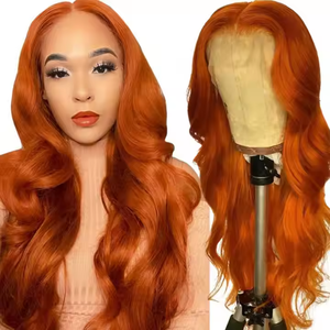 Новый модный стиль 13*4 hd Швейцарский Рыжий Оранжевый парик на фронтальной сетке волнистые бразильские волосы фронтальные парики - Product Image 2