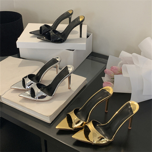 Sandalias de tacón alto de charol elegantes y personalizadas 2025 para mujer, con característica antideslizante, de fábrica. - Product Image 1