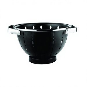 Wholesale Price Basket Family Stainless Steel <b>Vegetable</b> Fruit Noodles Black Color Colander with Patti Handle Strainer - Product Image 1