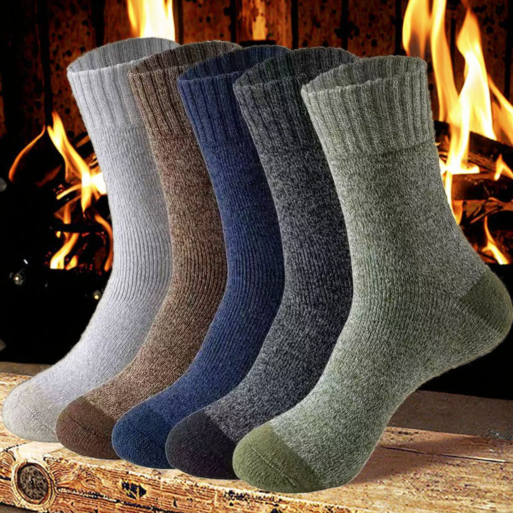 Winter Plush Terry Fleece Thick Crew Socks for Men Women-Cozy Thermal Hiking Snow Boots Mid-Calf Ribbed Anti-Slip Antibacterial