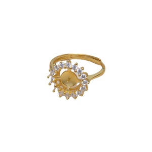 Anneau de doigt ajustable en argent S925, motif tournesol, anneau ouvert, cache-taches avec 9-10 perles, support vide, composants de bijoux 5033 - Product Image 5