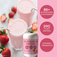 Etiqueta privada Superfood Reemplazo de comida Seta Fresa Proteína Batido Proteína a base de plantas Mezcla de superalimentos en polvo