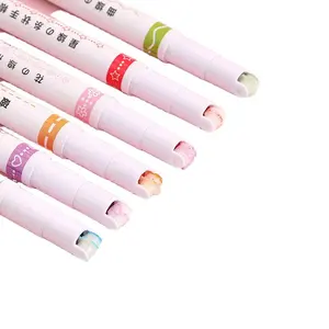 6 Color Kawaii Heart Flower Curve Line Highlighter Pen Set Fluorescent for Marker Drawing DIY Diary School Supplies Stationery