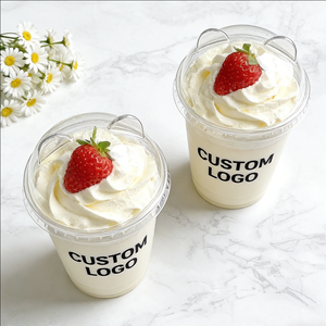 Vasos de Plástico Desechables Transparentes de Pared Simple de 16oz/30ml con Tapas de Cúpula de 90mm de Diámetro, Recipientes para Helado con Logotipo Personalizado - Product Image 6