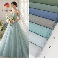 Tela de Tul Suave Mate Azul Polvoriento Gris, Rollos de Tela de Tul de Nailon Verde Salvia 6420, Tela de Malla Bordada para Vestidos de Boda