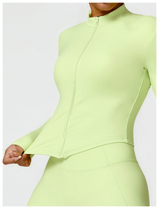 Maglia da <span class=keywords><strong>Allenamento</strong></span> Slim Fit per Palestra, Giacca Sportiva da Donna con Zip, Top a Maniche Lunghe per Yoga e Sport - Product Image 5