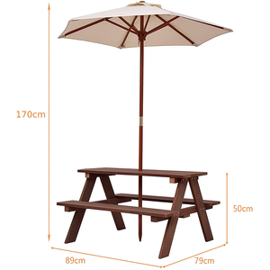 Beste Kwaliteit Kids Picknick <span class=keywords><strong>Folding</strong></span> Voorschoolse Peuter Outdoor Parasol Houten Tafel En Stoel Set - Product Image 4