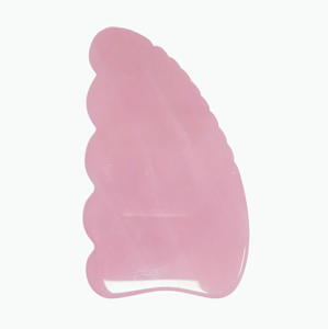 Piedra Gua Sha de Cuarzo Rosa con Borde Ondulado Natural y Dientes, Herramienta de Masaje Corporal para Espalda, Cuello y Relajación Muscular - Product Image 3